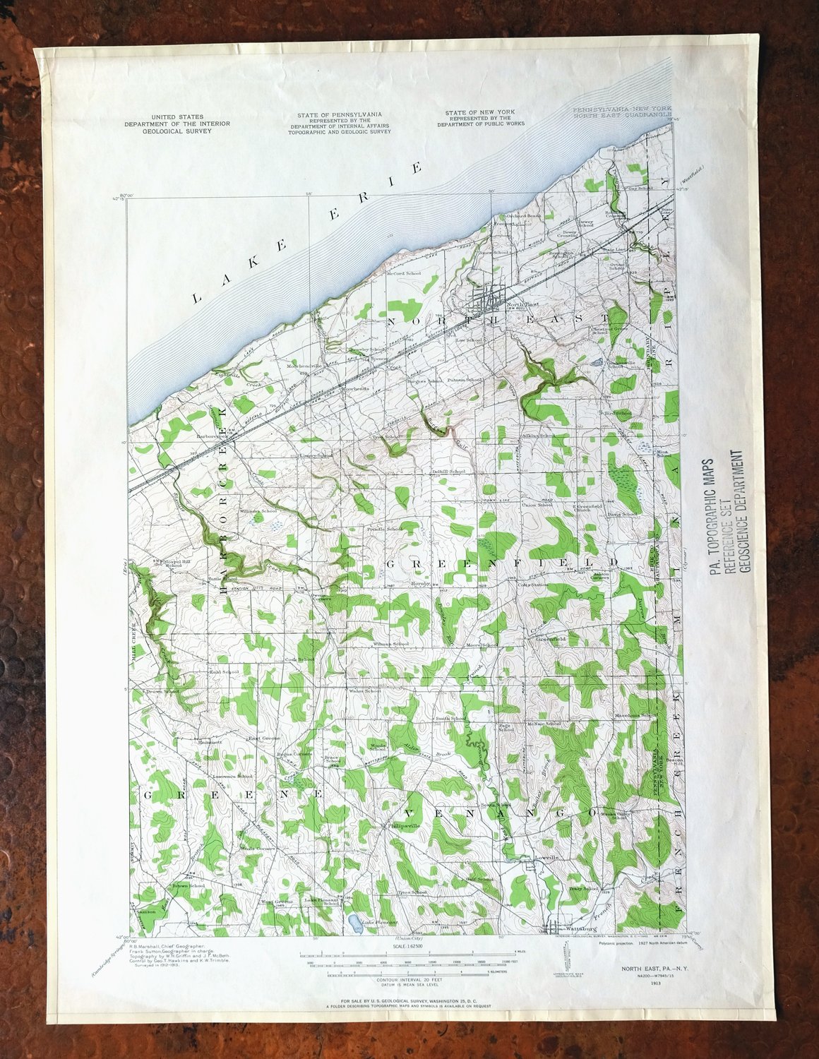 North East Pennsylvania Wattsburg USGS Topo Map 1962 Vintage