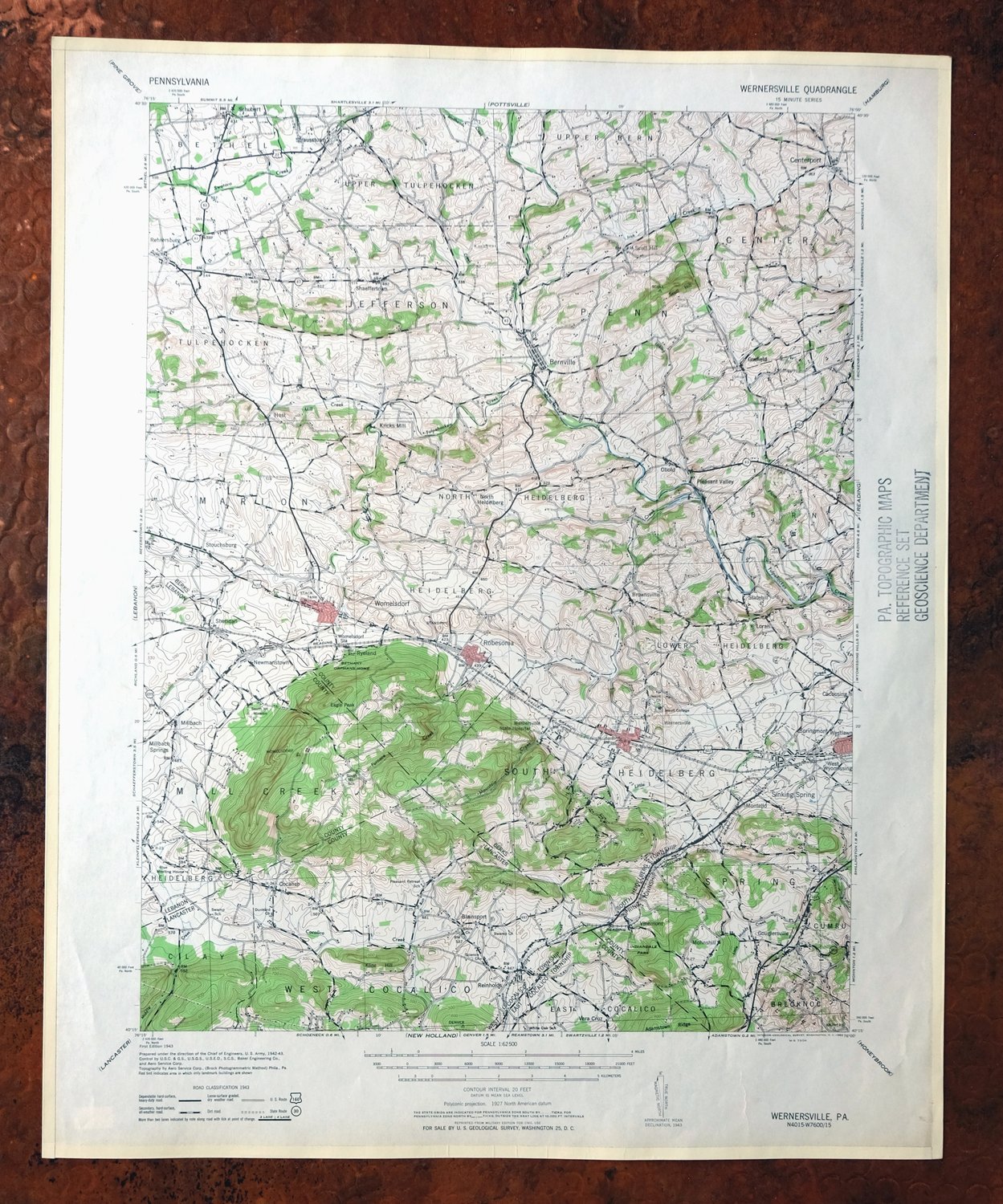 Wernersville Pennsylvania Mohnton USGS Topographic Map 1963