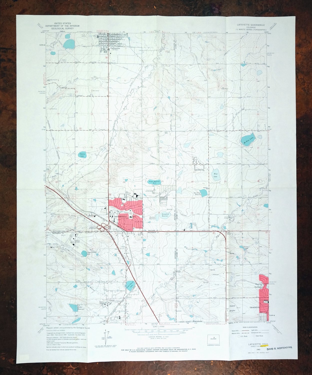 Lafayette Colorado Westminster Thornton USGS Topo Map 1967
