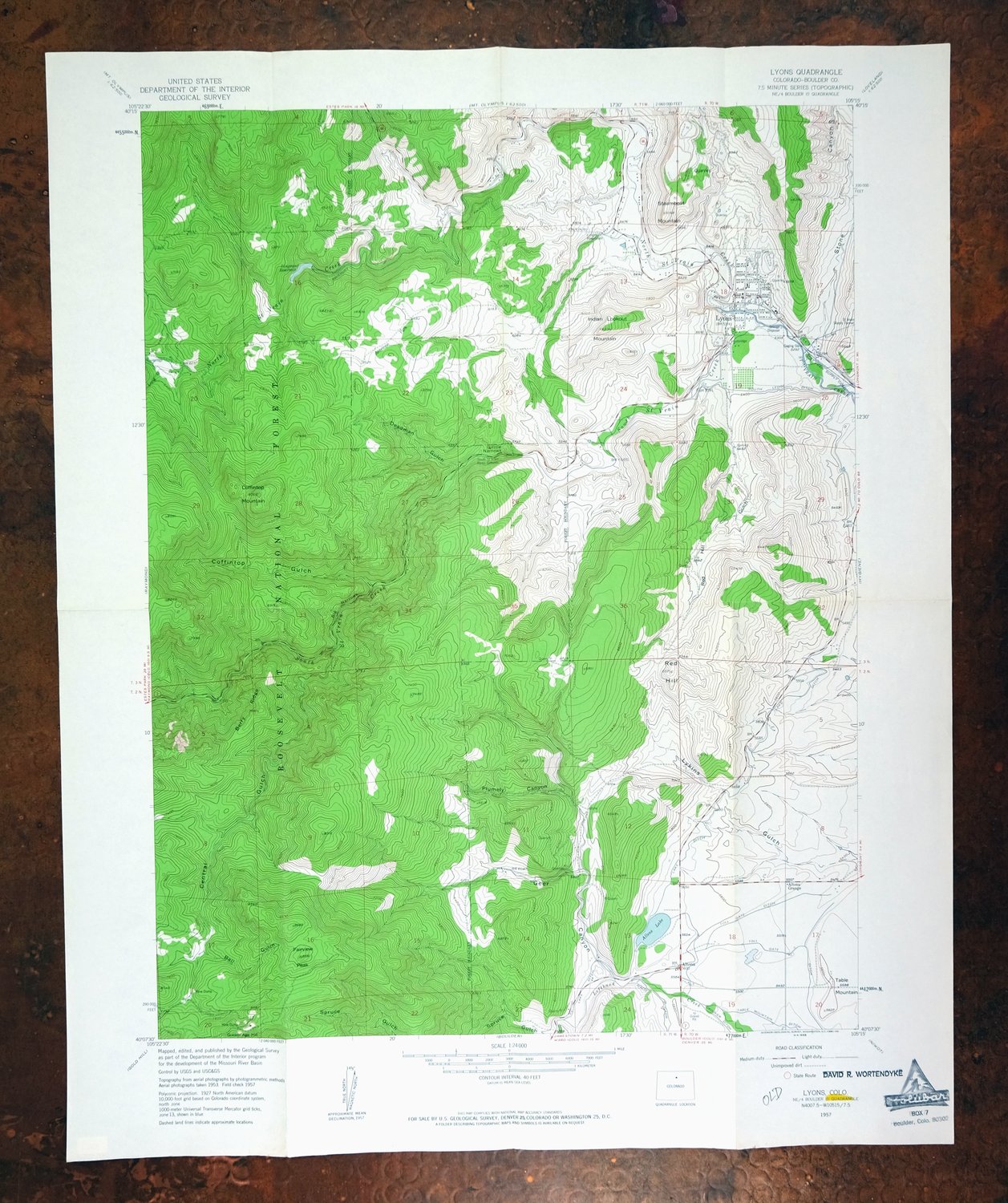 Lyons Colorado USGS 7.5-Min Topographic Map 1961 Vintage