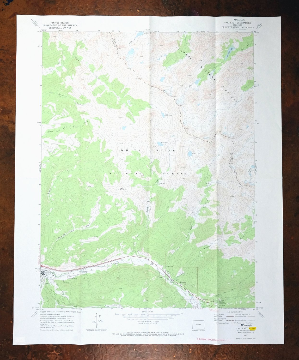 Vail East Colorado USGS 7.5-Min Topographic Map 1973 Vintage