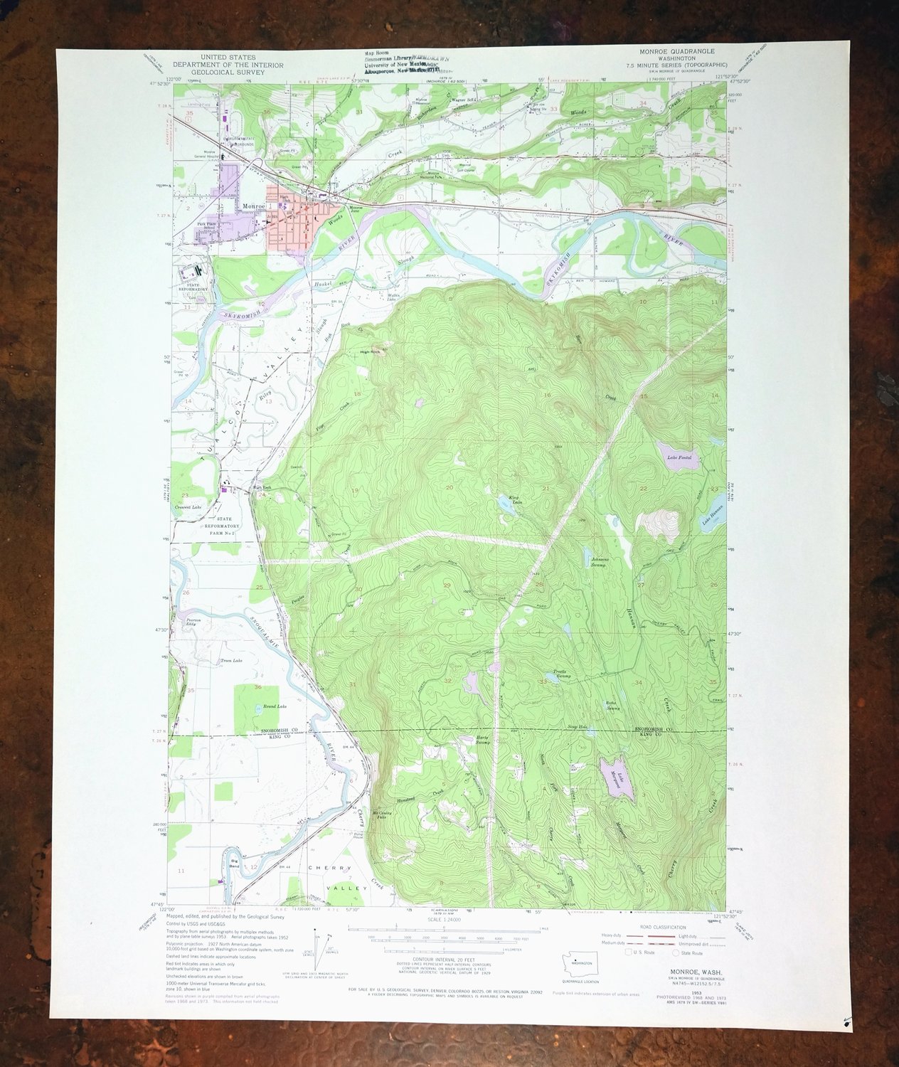 Monroe Washington Duvall High Rock USGS Topographic Map 1976