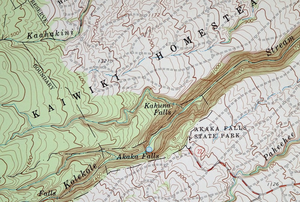 Akaka Falls Hawaii Honolii Stream USGS Topographic Map 1988 - Image 4