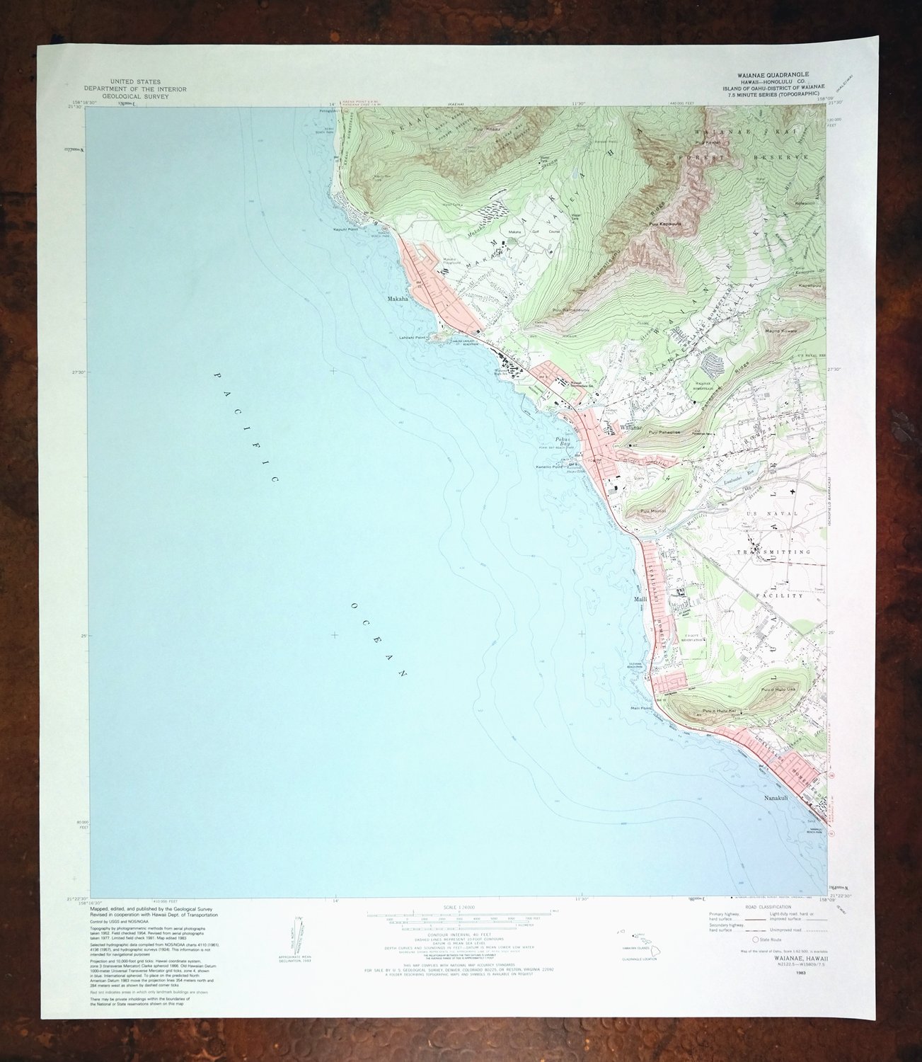 Waianae Hawaii Nanakuli Makaha USGS Topo Map 1984 Vintage