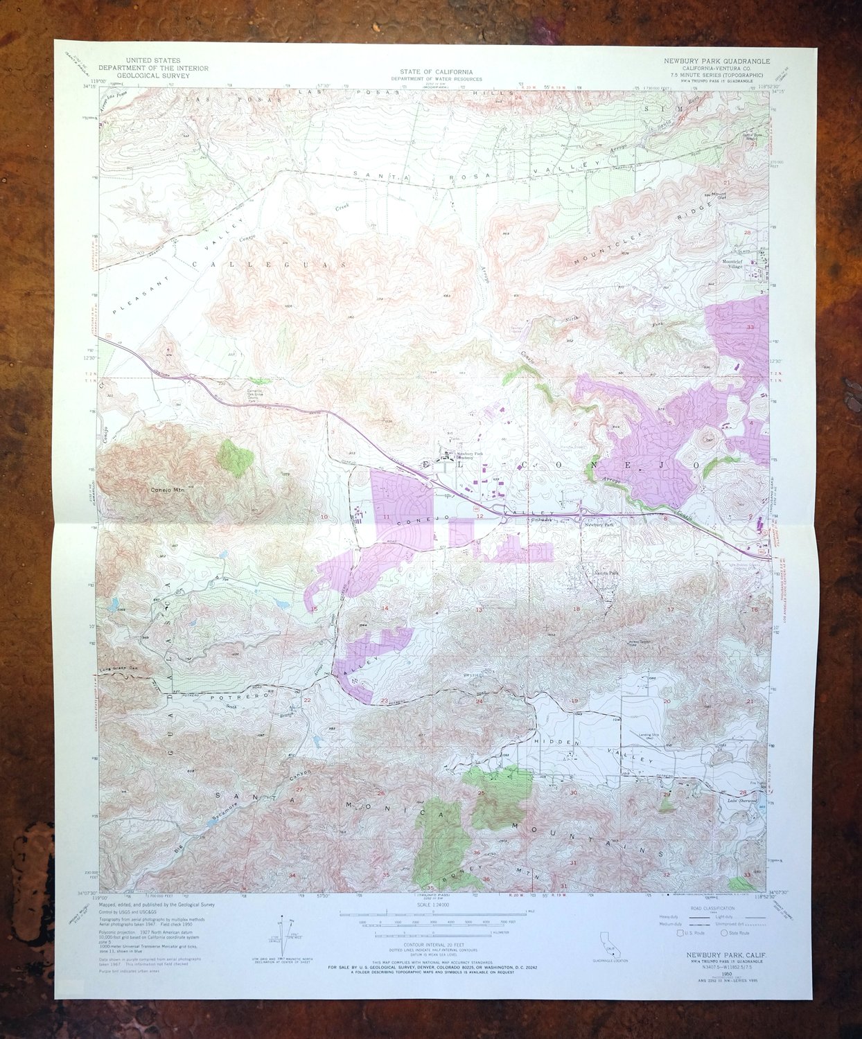 Newbury Park California Camarillo USGS Topographic Map 1972