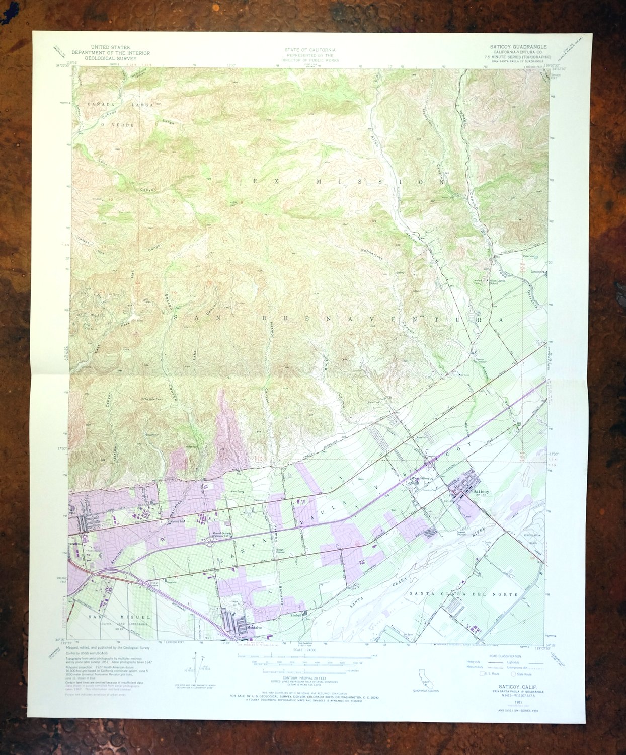 Saticoy California El Rio Montalvo USGS Topographic Map 1968