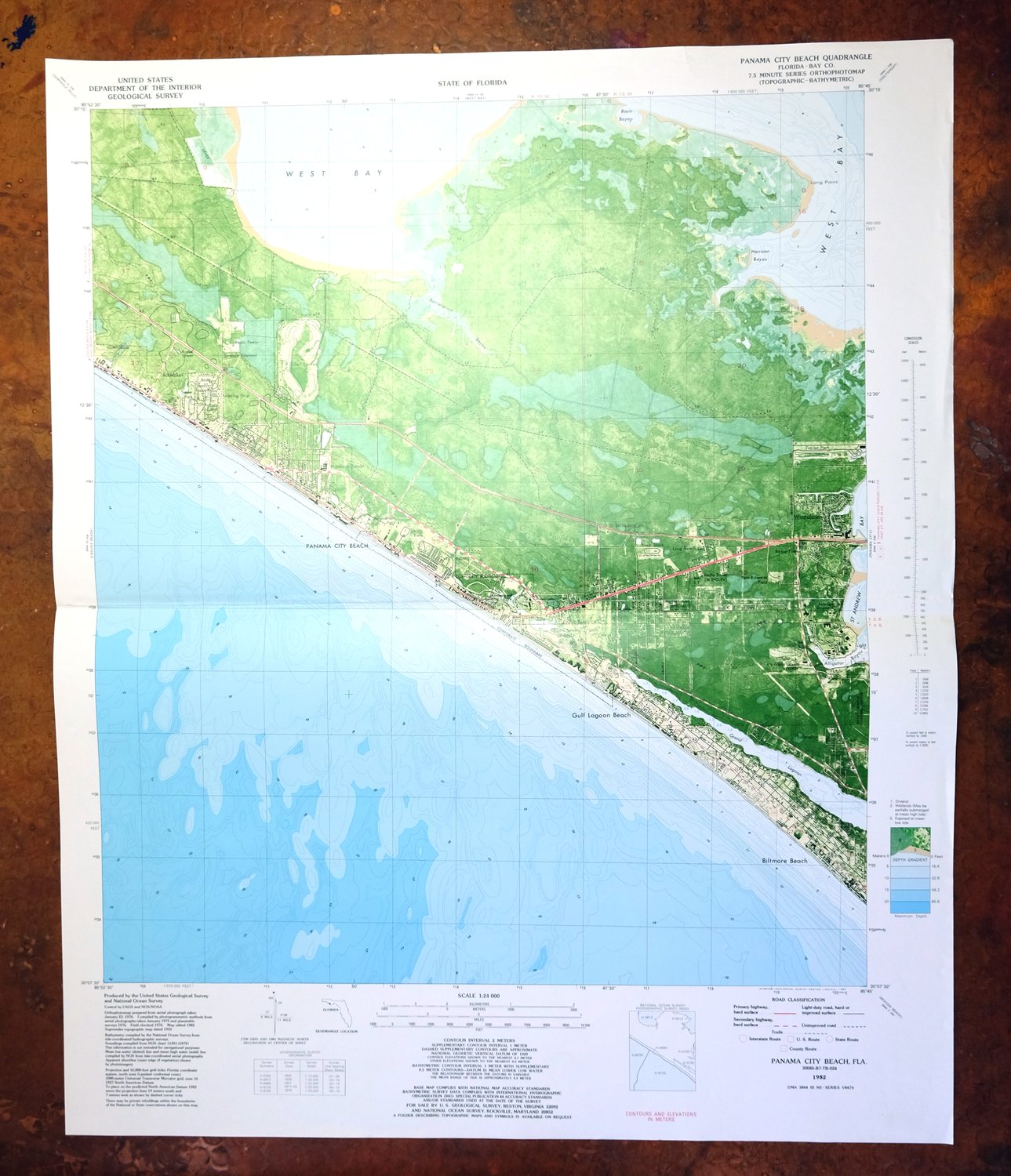 Panama City Beach Florida Woodlawn USGS Topographic Map 1984