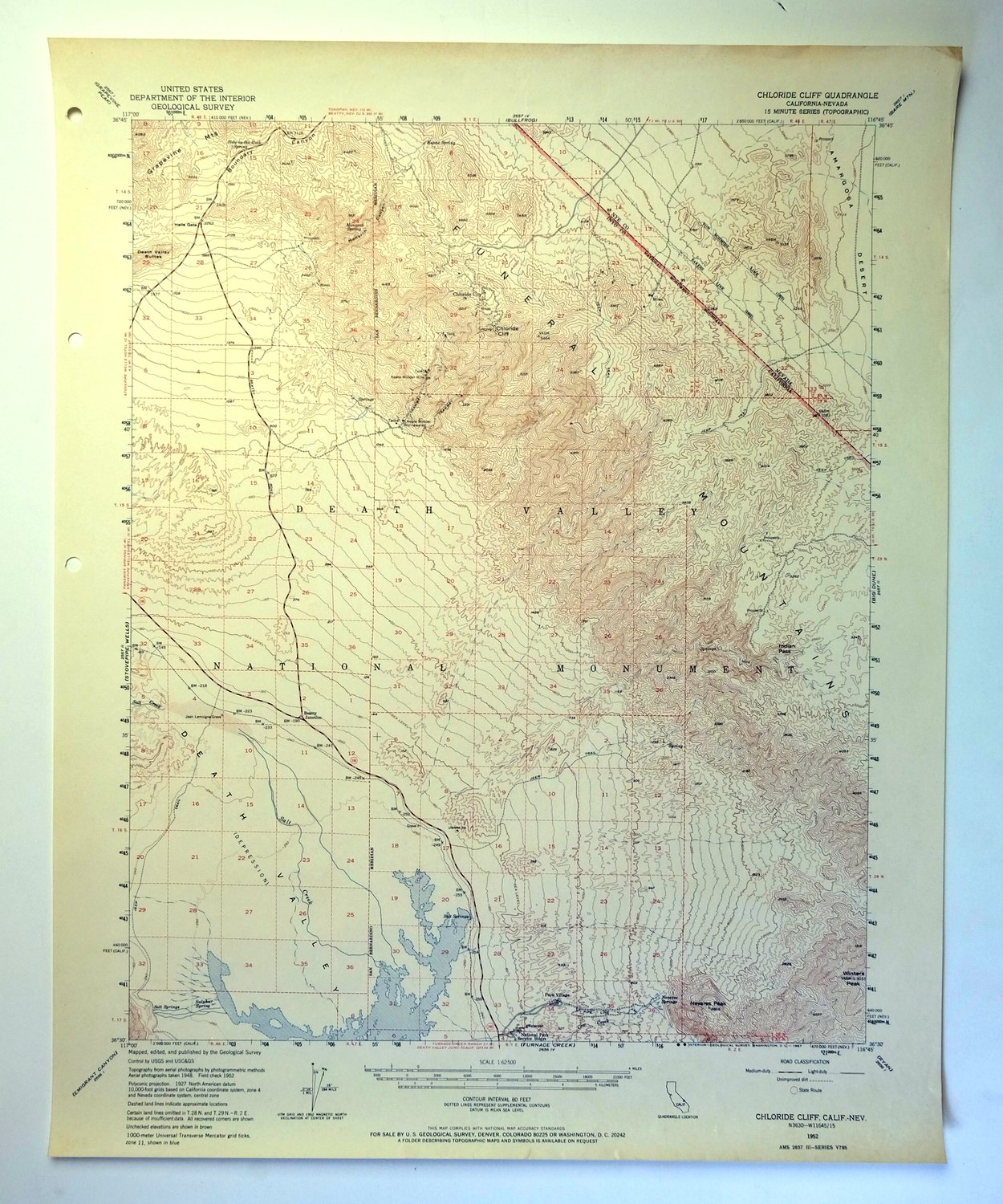 Chloride Cliff California Furnace Creek USGS Topo Map 1967