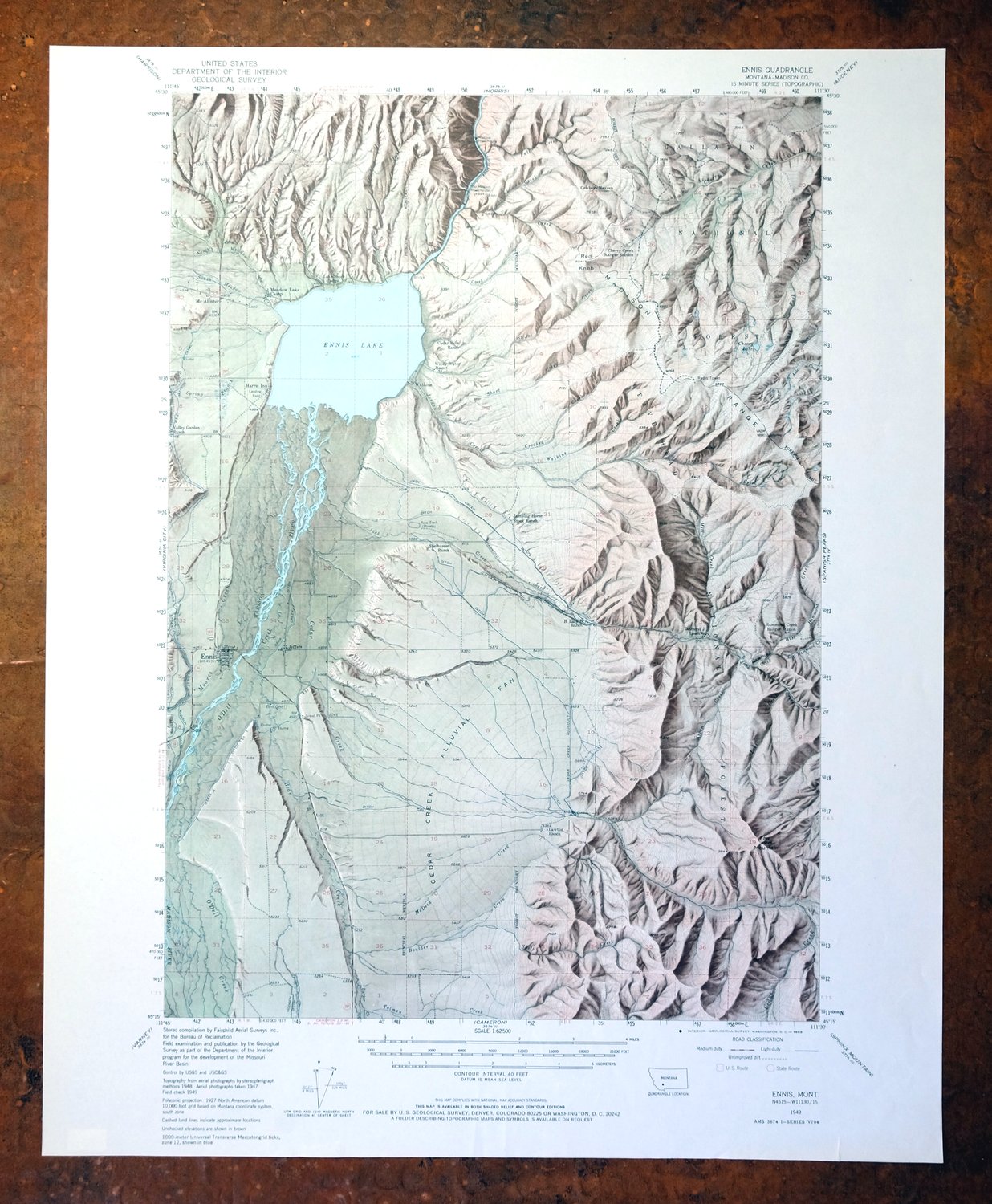 Ennis Montana McAllister Jeffers USGS Topo Map 1969 Vintage