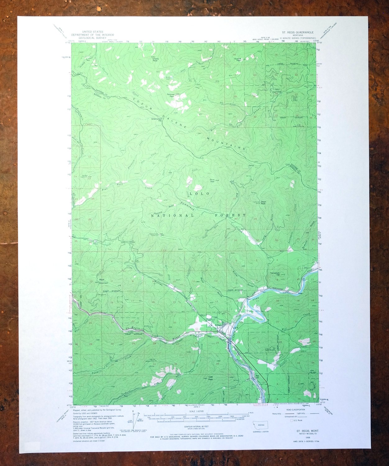 Saint Regis Montana St. Regis USGS Topo Map 1968 Vintage