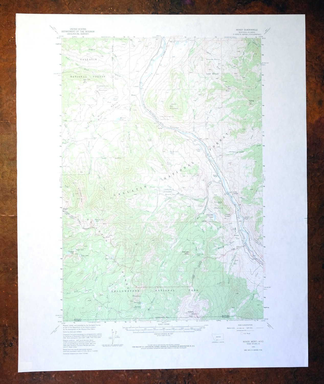 Miner Montana Gardiner Corwin Springs USGS Topo Map 1983