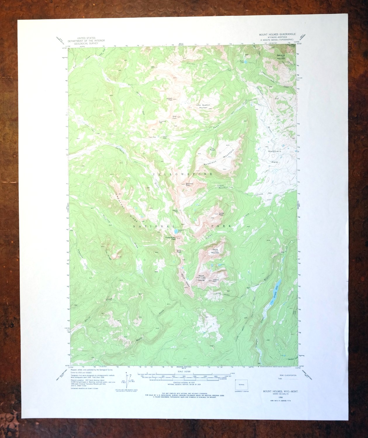 Mount Holmes Wyoming USGS 15-Min Topo Map 1979 Vintage