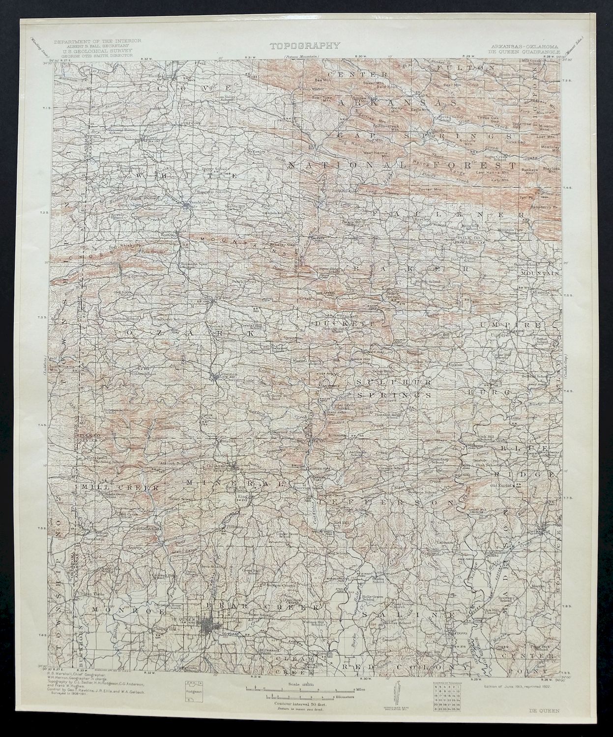 De Queen Arkansas Dierks Wickes USGS Topo Map 1922 Antique