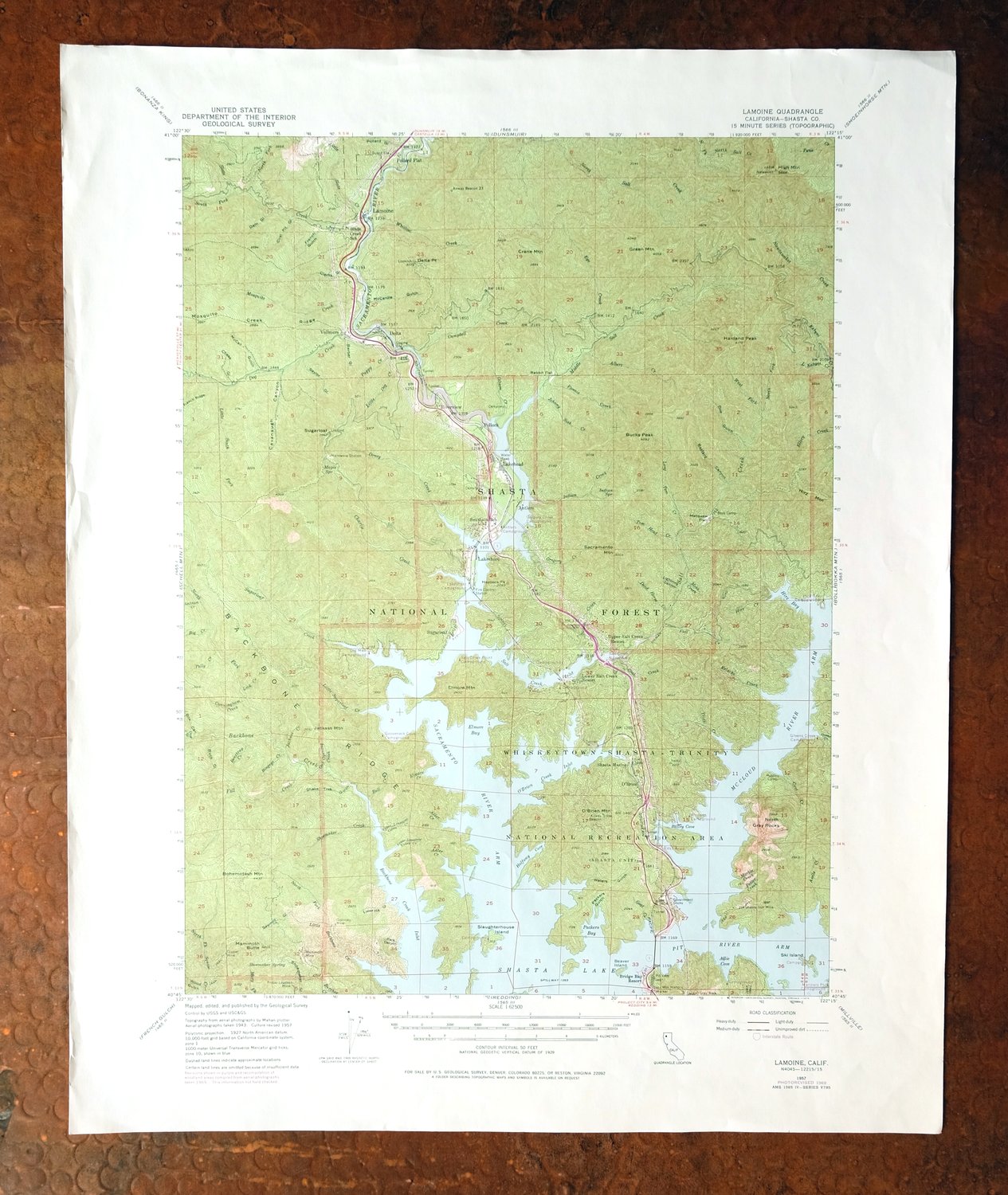 Lamoine California Shasta Lake USGS Topo Map 1974 Vintage