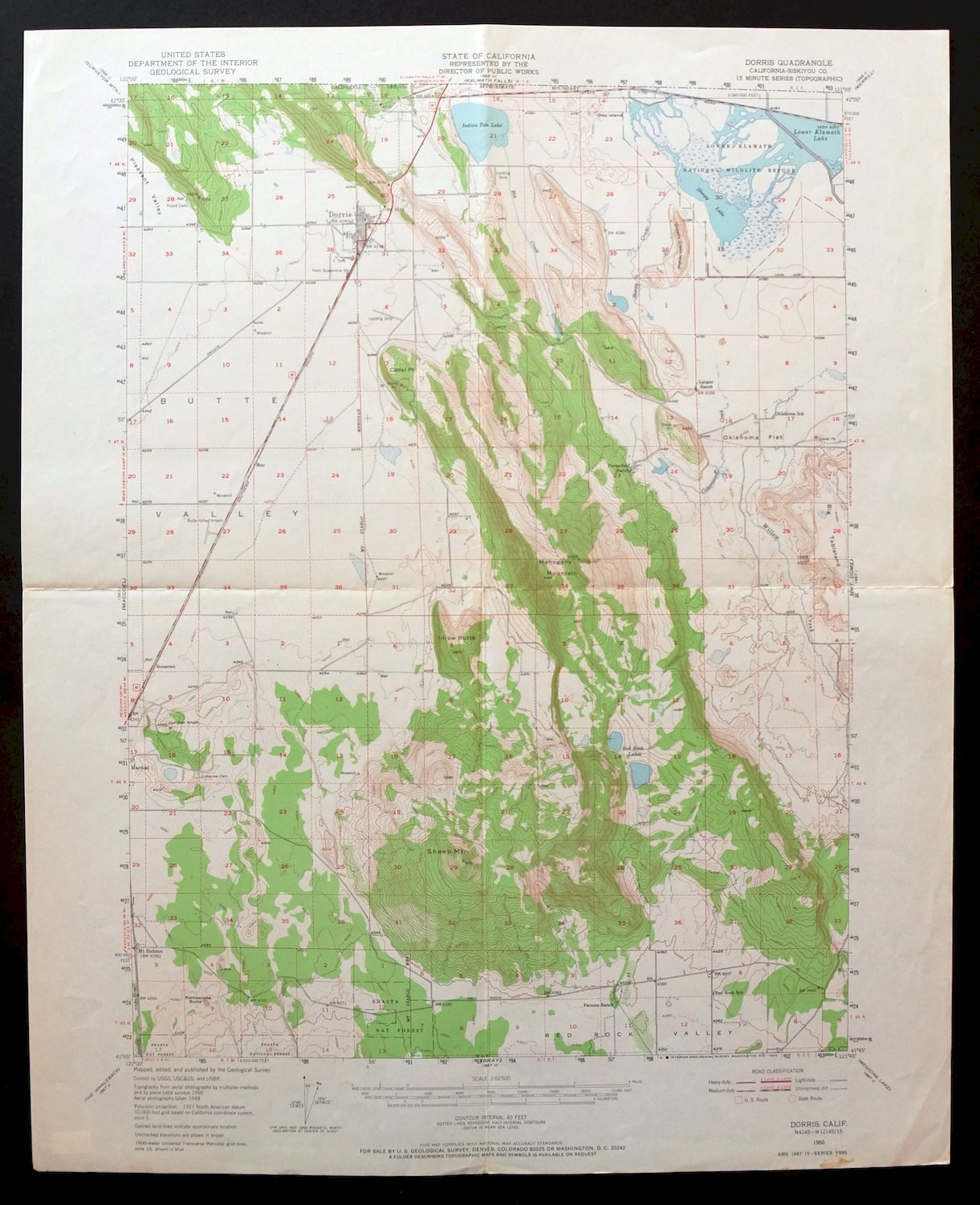 Dorris California Mount Hebron USGS Topo Map 1965 Vintage
