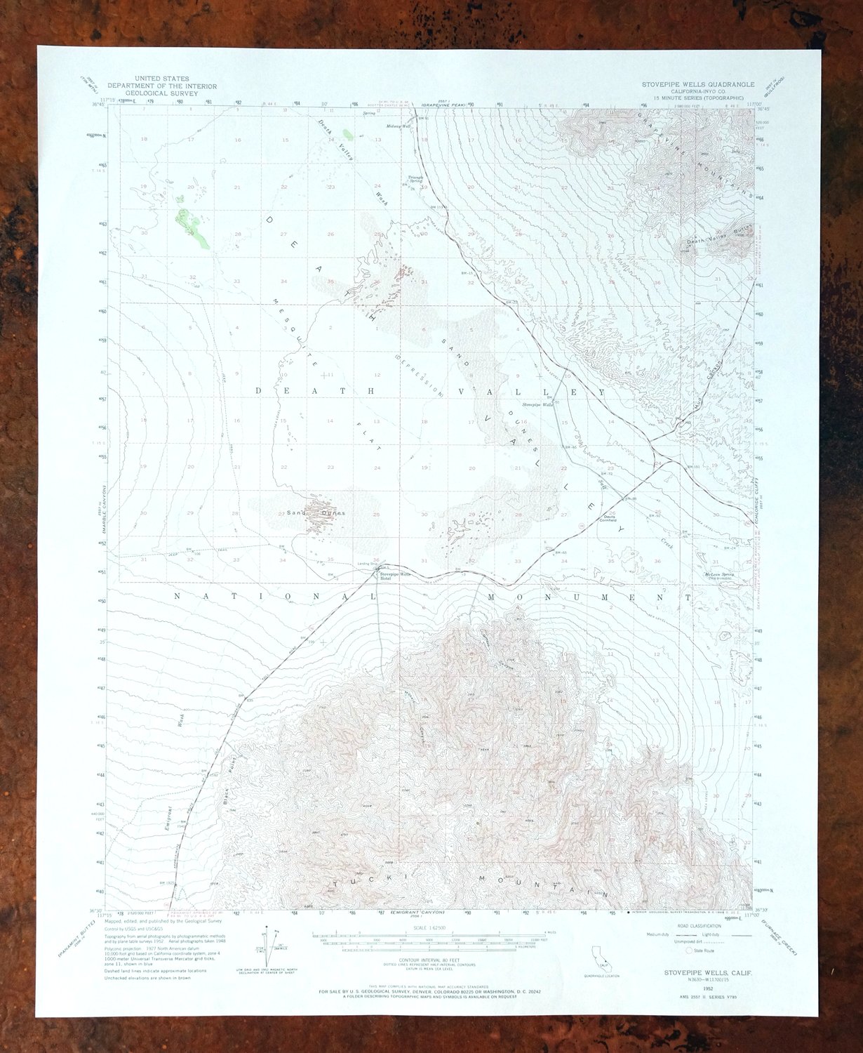 Stovepipe Wells California USGS 15-Min Topo Map 1969 Vintage