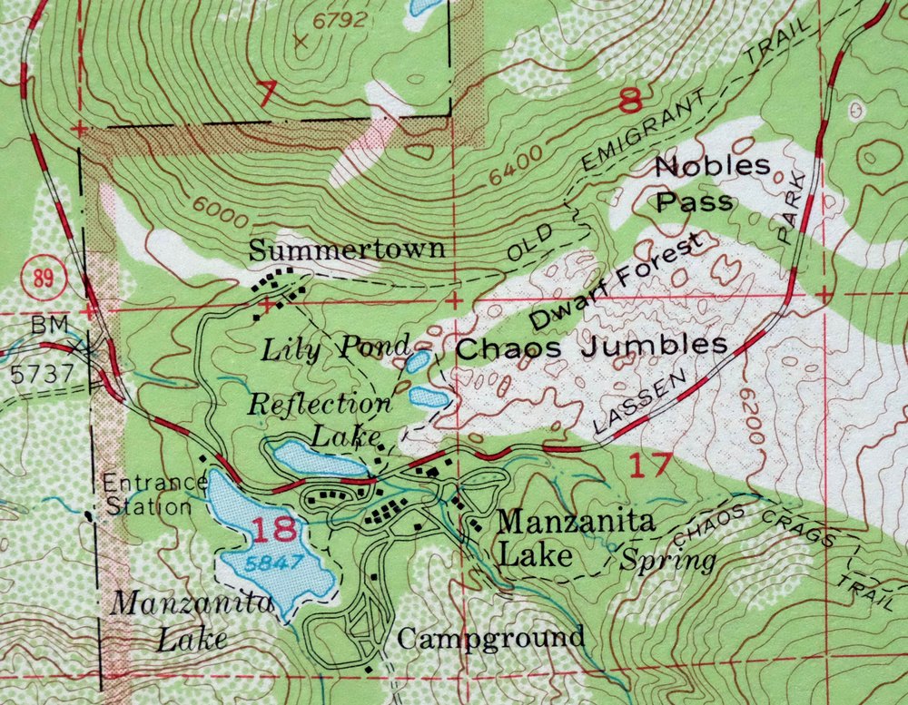 Manzanita Lake California Viola USGS Topo Map 1974 Vintage - Image 4