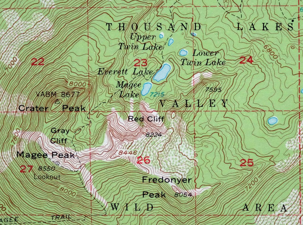 Manzanita Lake California Viola USGS Topo Map 1974 Vintage - Image 2