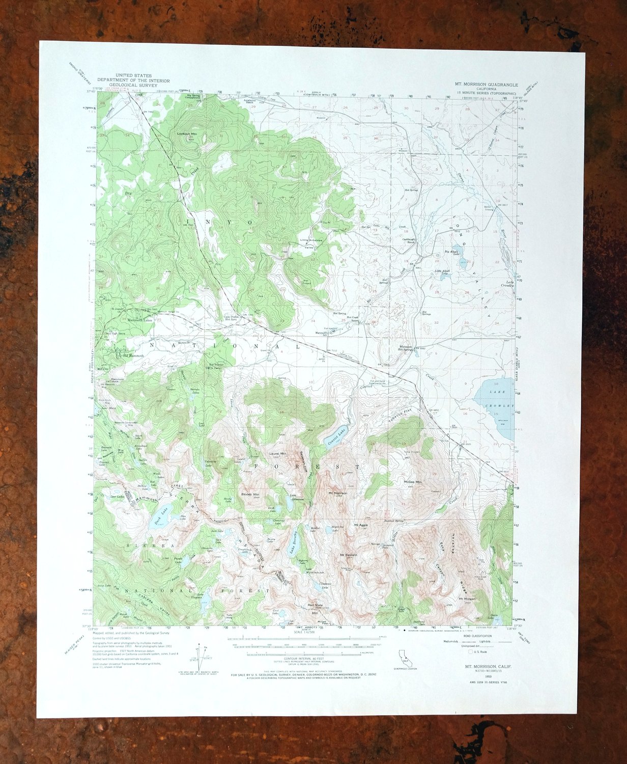Mount Morrison California Mammoth Lakes USGS Topo Map 1974