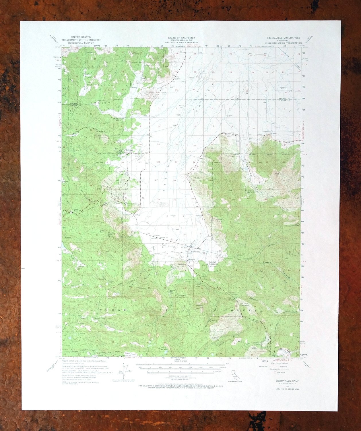 Sierraville California Calpine Loyalton USGS Topo Map 1969