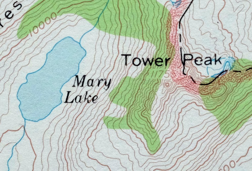 Tower Peak California USGS 15-Min Topo Map 1972 Vintage - Image 2