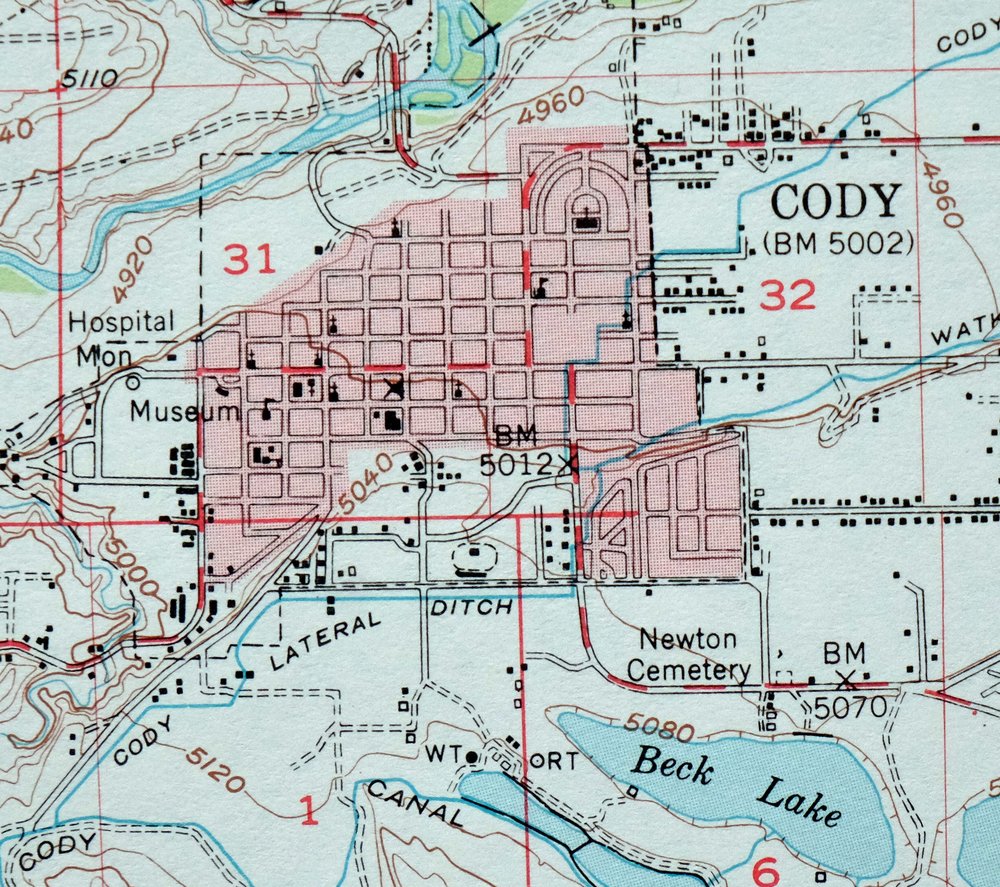Cody Wyoming USGS 15-Min Topographic Map 1969 Vintage - Image 2