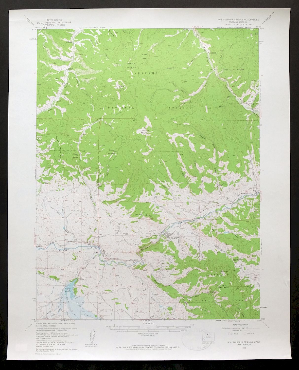 Hot Sulphur Springs Colorado Parshall USGS Topo Map 1963