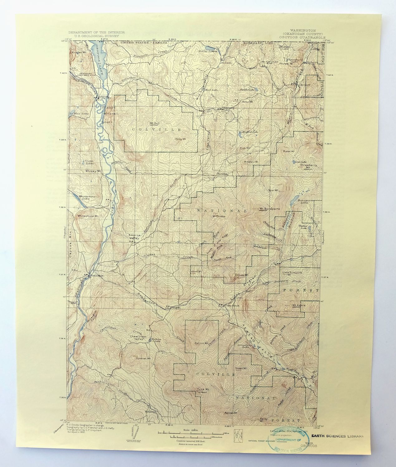 Osoyoos Washington Okanogan NF Oroville USGS Topo Map 1937