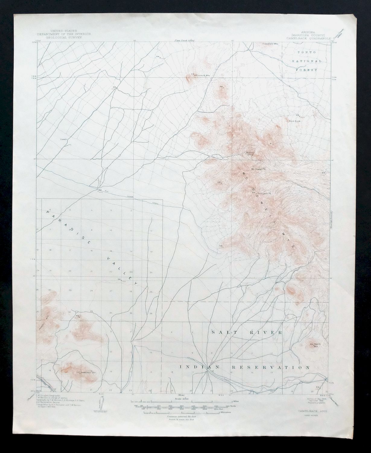 Camelback Arizona Tonto NF Phoenix USGS 15-Min Topo Map 1948