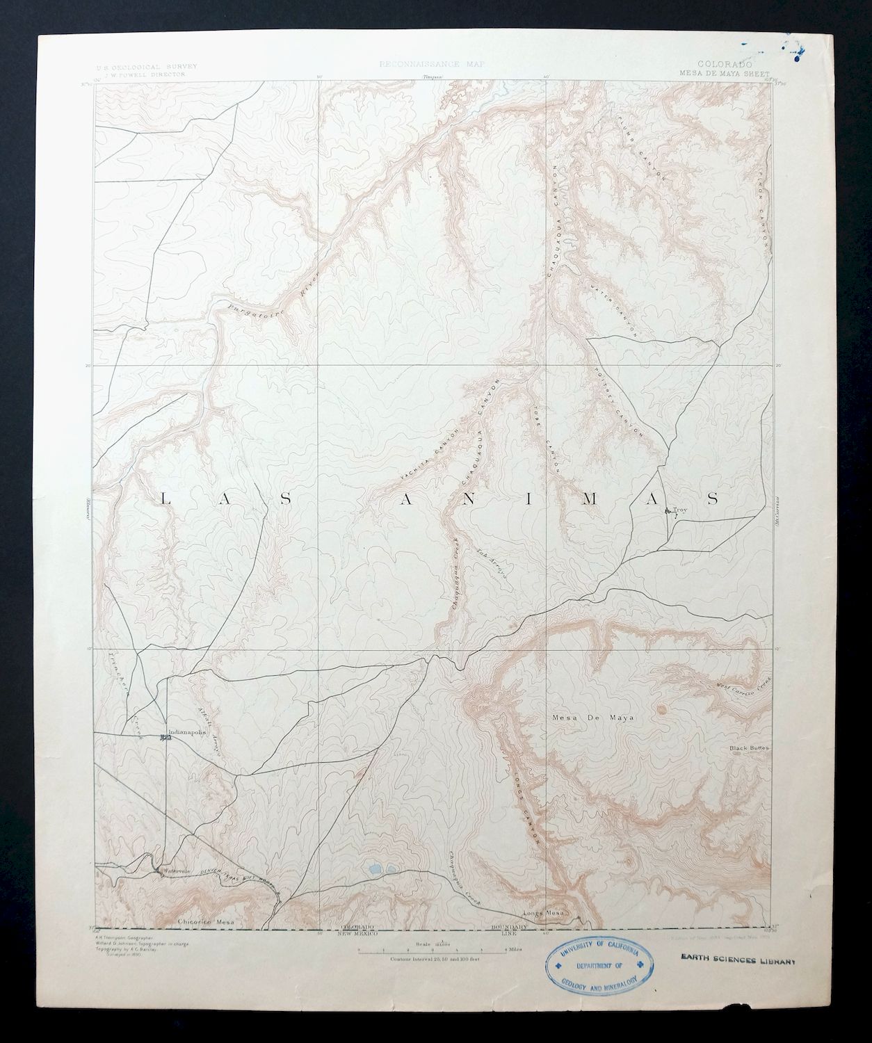 Mesa De Maya Colorado Branson Villegreen USGS Topo Map 1901