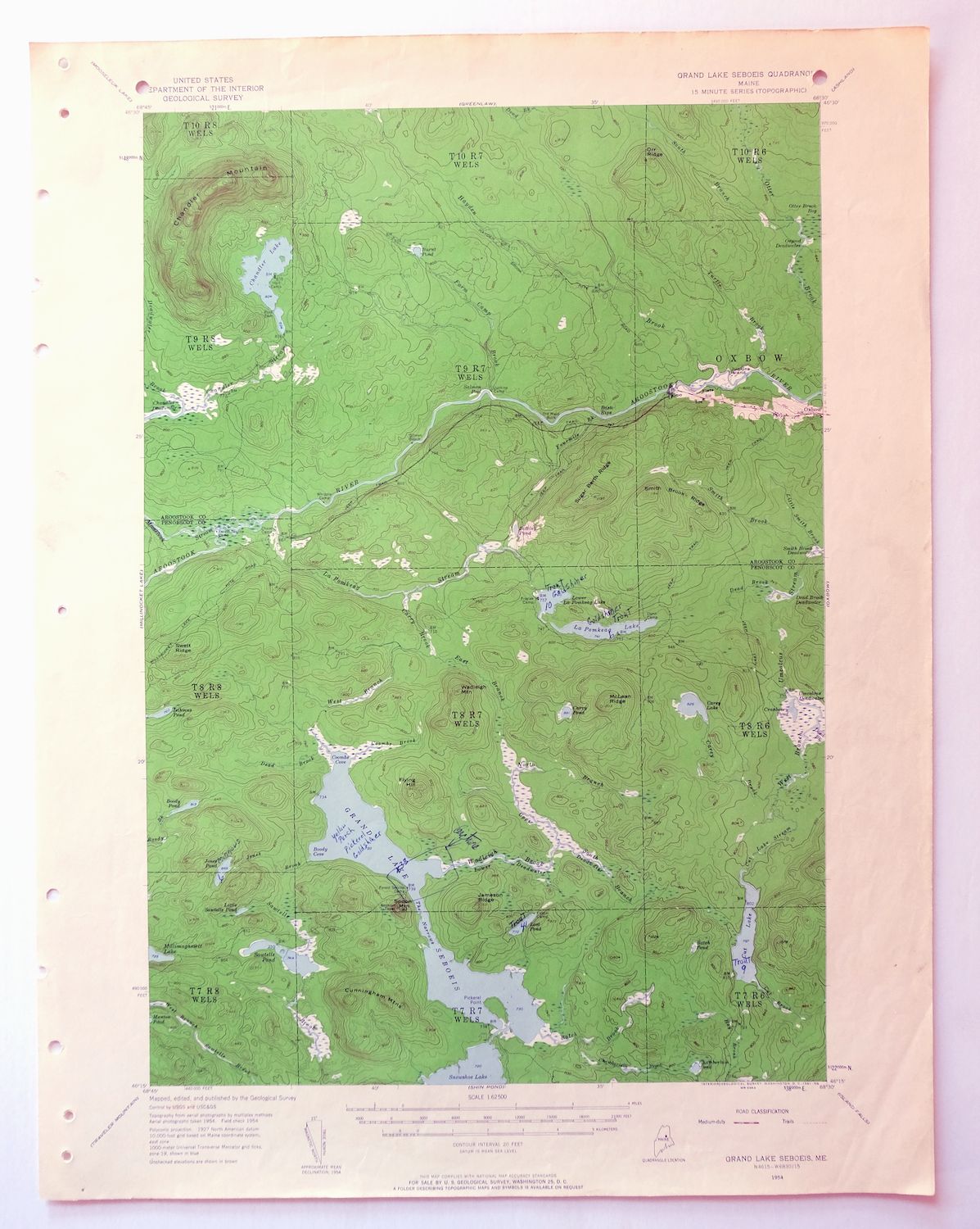 Grand Lake Seboeis Maine USGS 15-Min Topo Map 1961 Vintage - Image 2