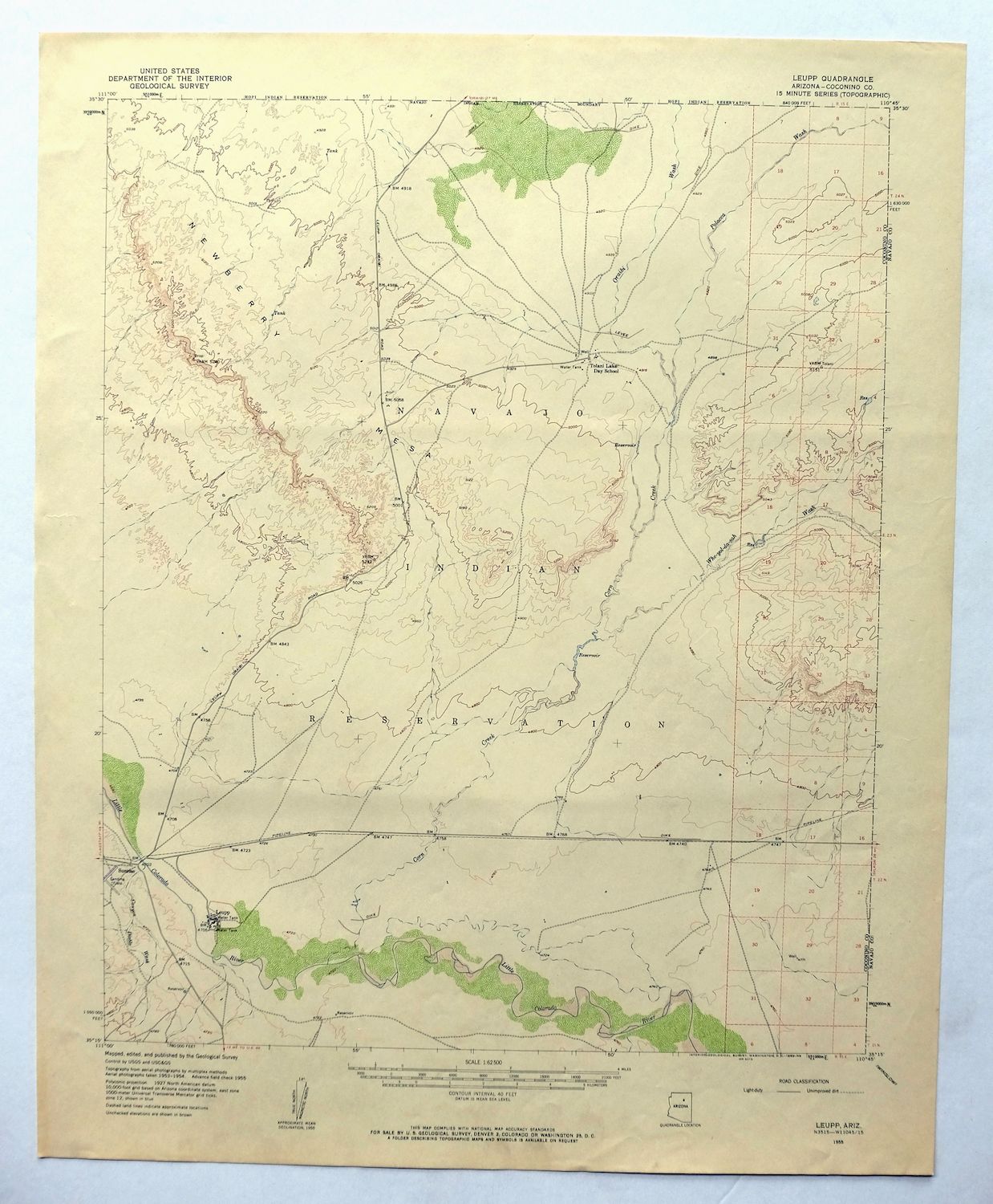 Leupp Arizona USGS 15-Min Topographic Map 1959 Vintage