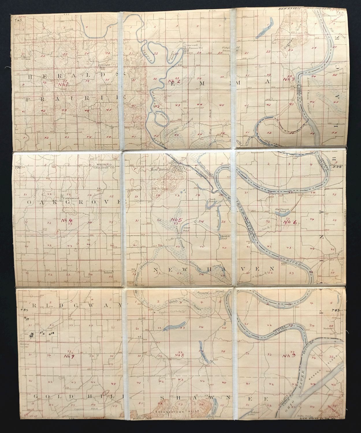 New Haven Illinois Ridgway Herald USGS Topo Map 1920 Antique