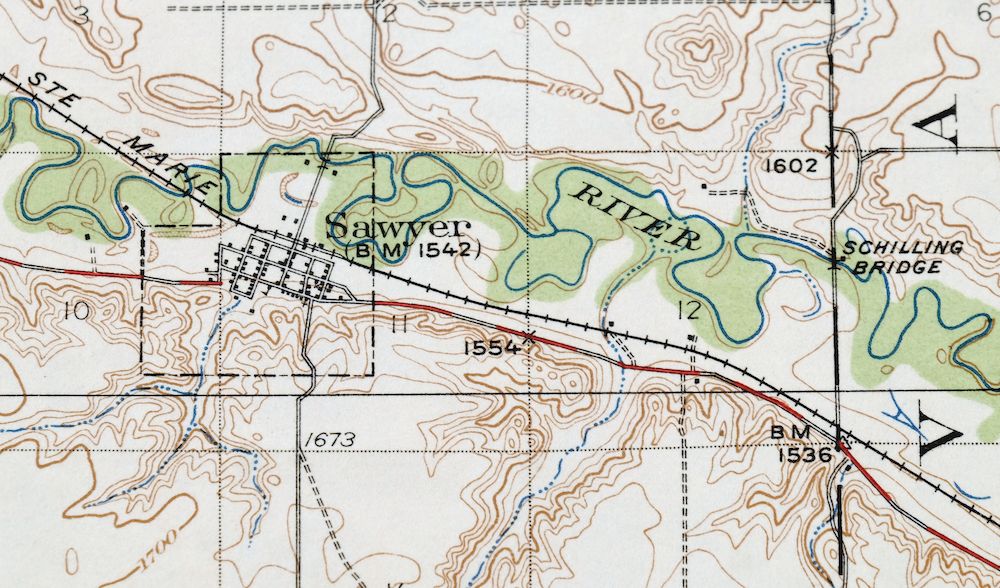 Sawyer North Dakota Surrey Logan USGS Topo Map 1929 Antique - Image 3