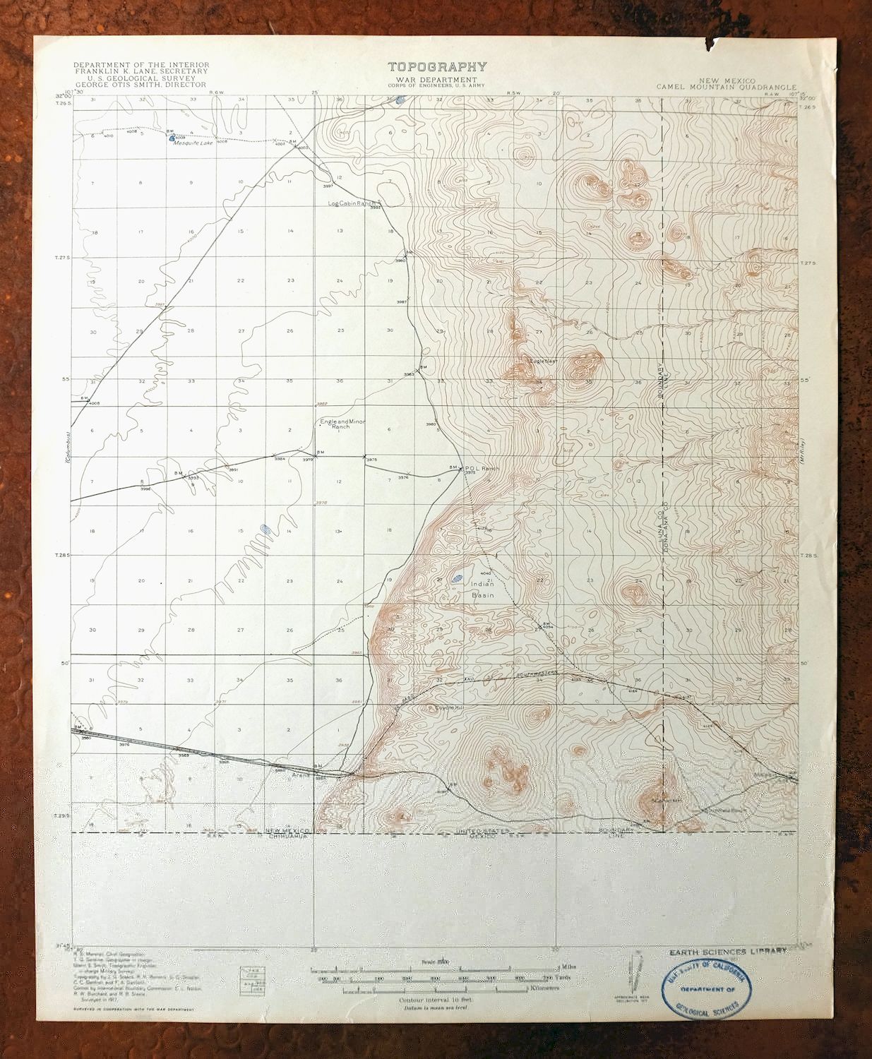 Camel Mountain New Mexico USGS 15-Min Topo Map 1917 Antique