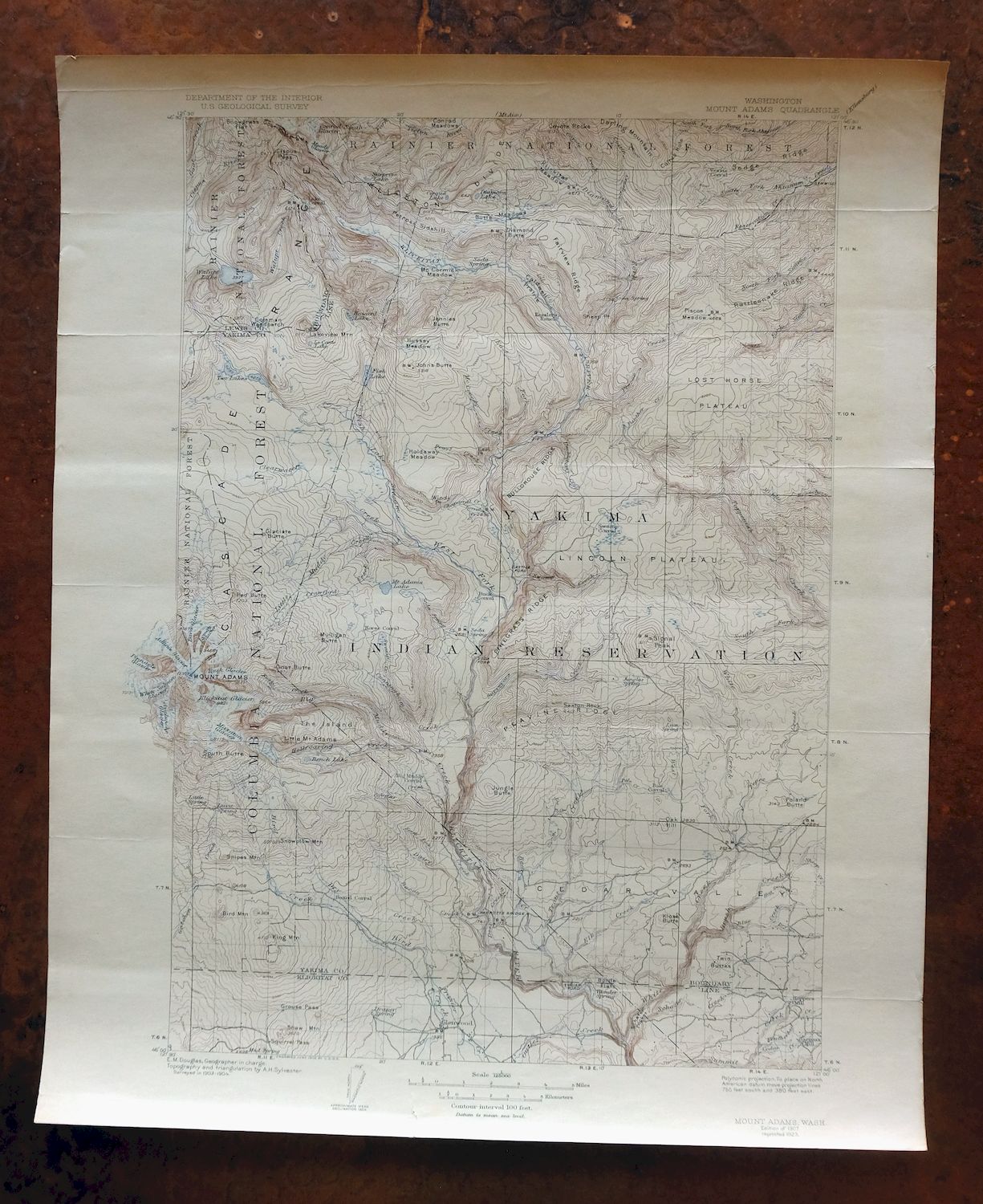 1923 USGS Topo Map: Mount Adams, Washington
