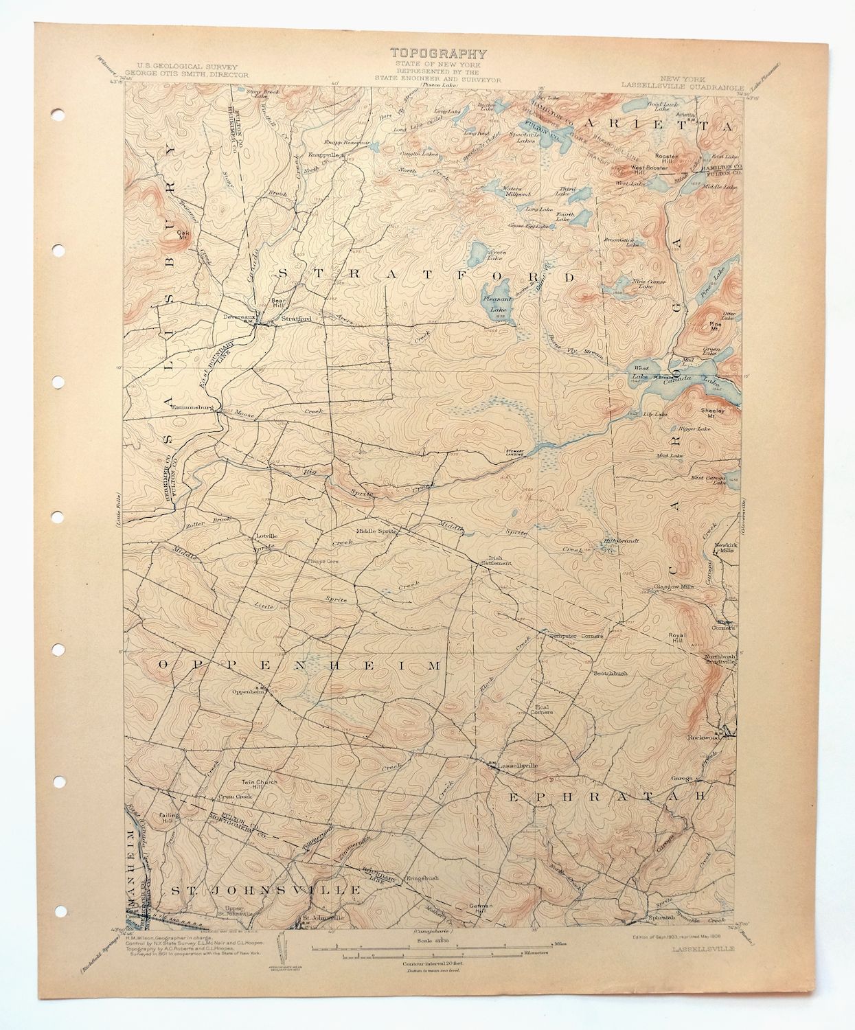1908 Lassellsville New York USGS Topo Map: Stratford