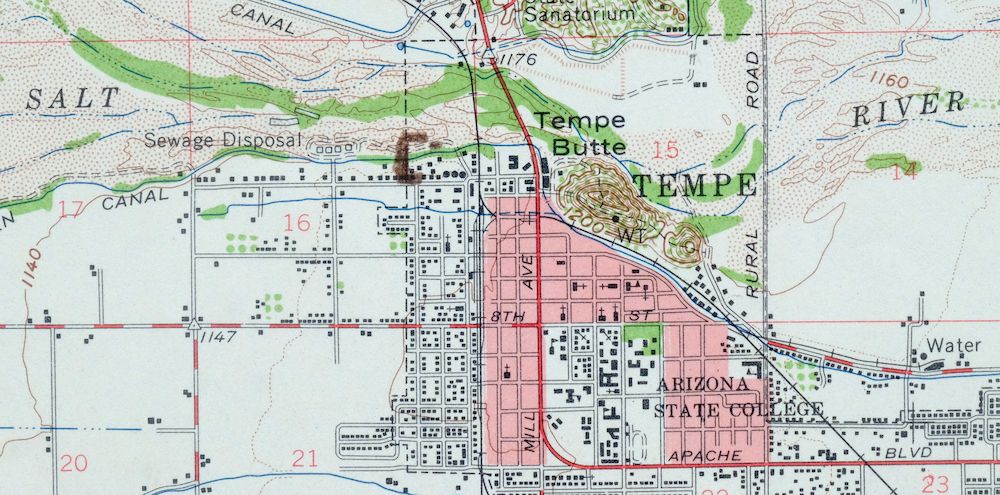 Mesa Arizona Phoenix Scottsdale USGS Topo Map 1960 Vintage - Image 4