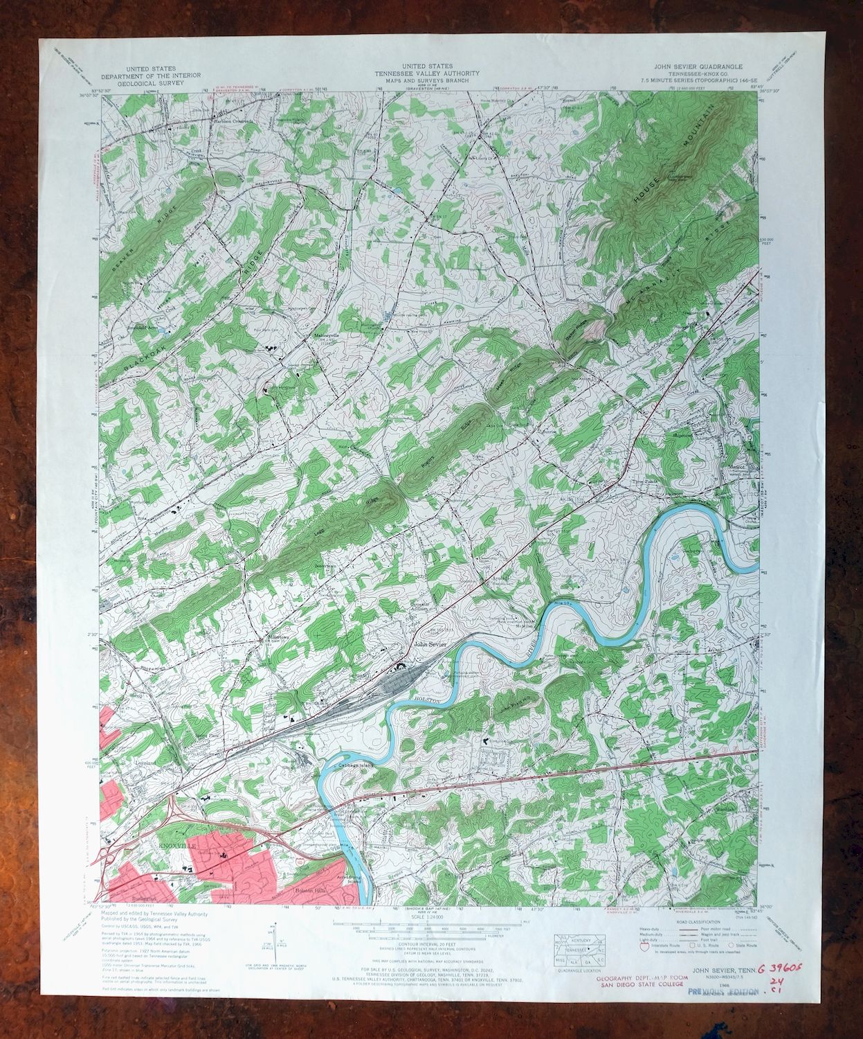 1968 John Sevier Tennessee USGS Topo Map: Knoxville