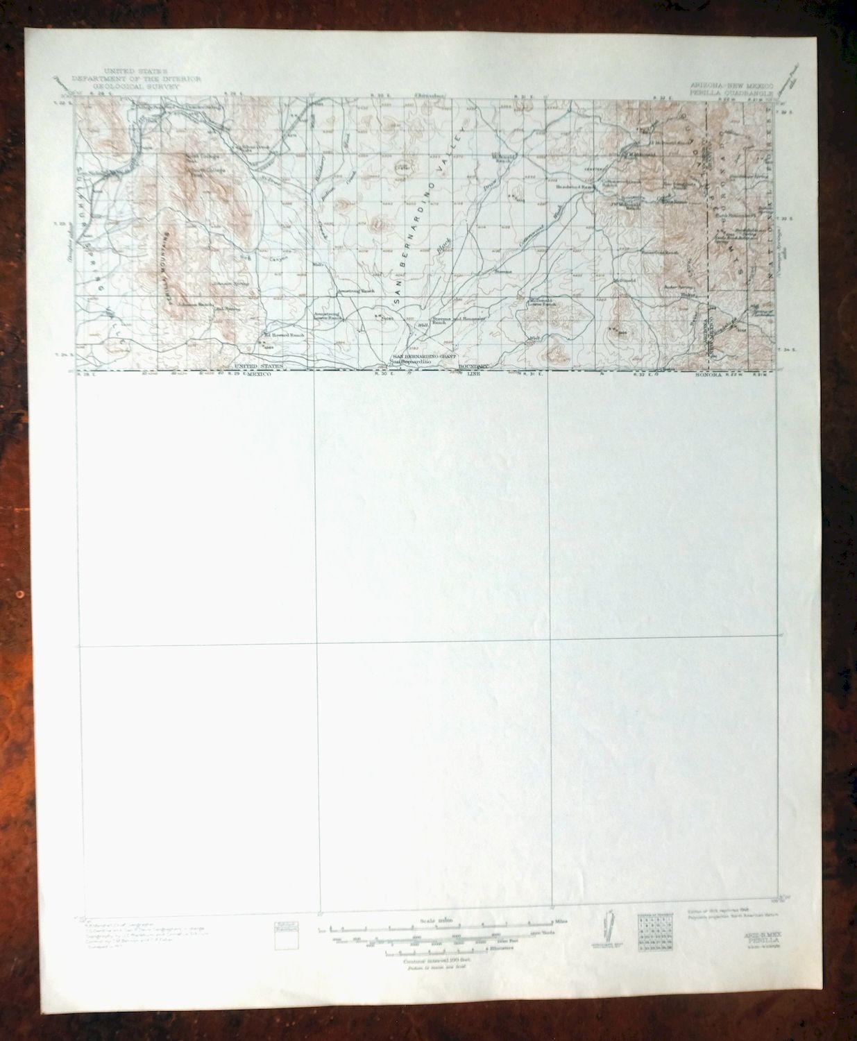 1948 Perilla Arizona/New Mexico USGS Topo Map