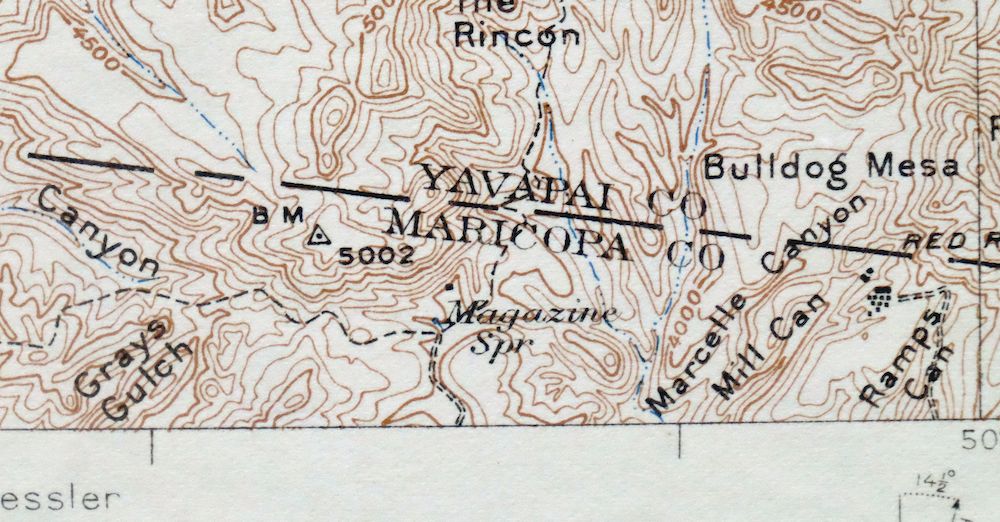 Turret Peak Arizona Camp Verde Pine USGS Topo Map 1933 - Image 2