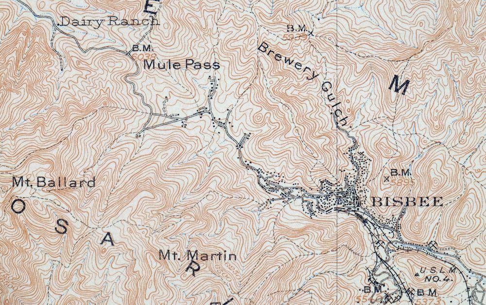 Bisbee Arizona Naco Mule Mountains USGS Topographic Map 1910 - Image 6