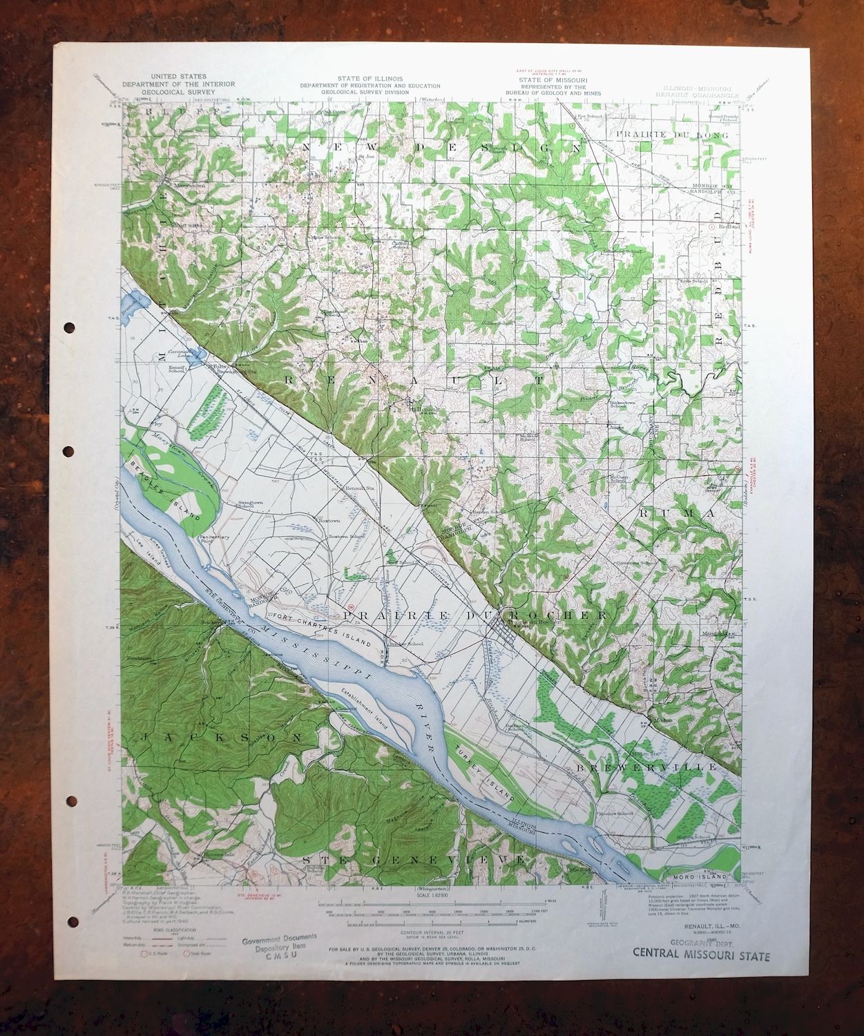 1963 USGS Topo Map: Renault, Bloomsdale, Illinois/Missouri