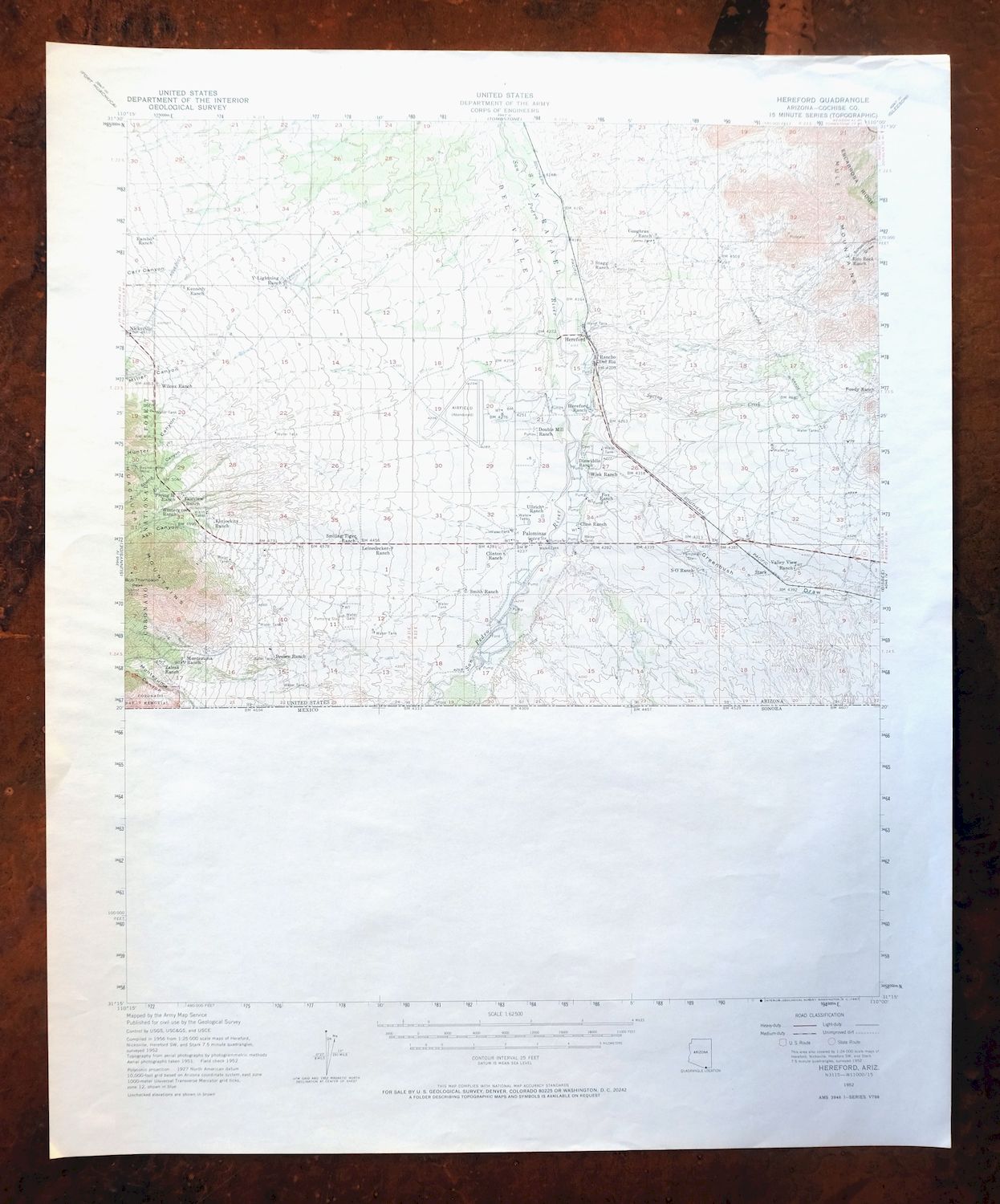 1967 USGS Army COE Topo Map: Hereford, Arizona