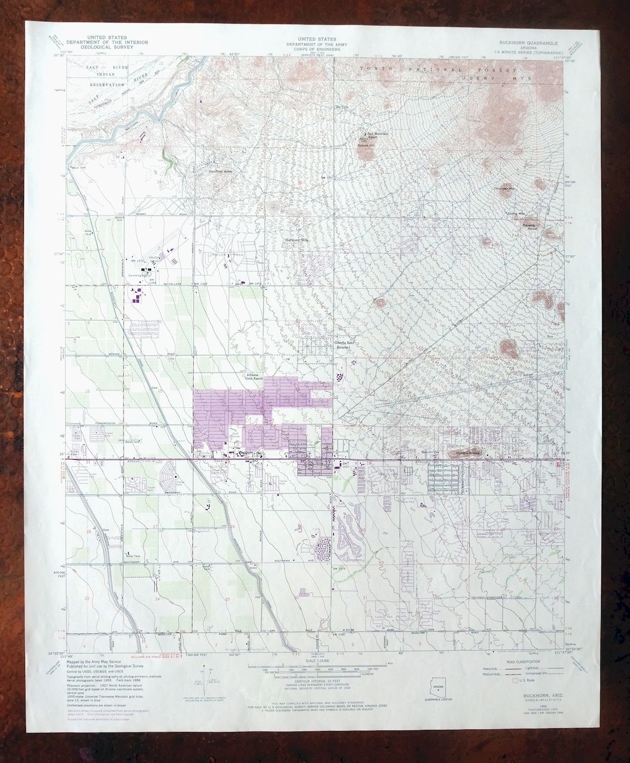 1975 USGS Topo Map: Buckhorn, Mesa, Arizona (1956 Edition)