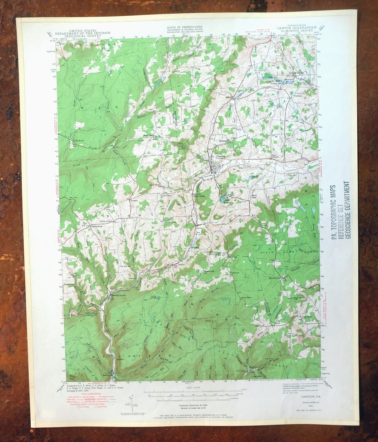 1965 Canton Pennsylvania USGS Topo Map: Granville Summit