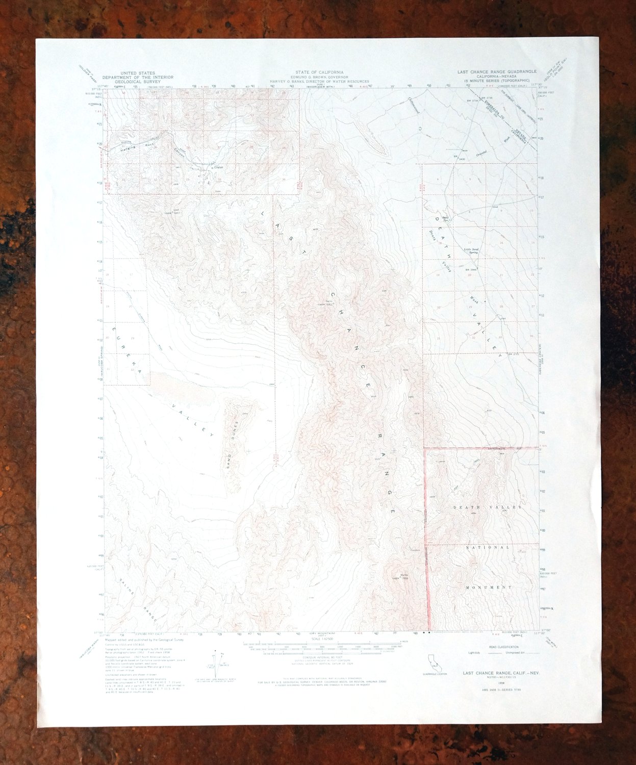 1976 Last Chance Range California/Nevada USGS Topo Map